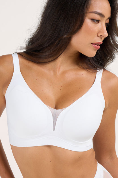 Roonde V-Neck Mesh Lift Bra in Blanc